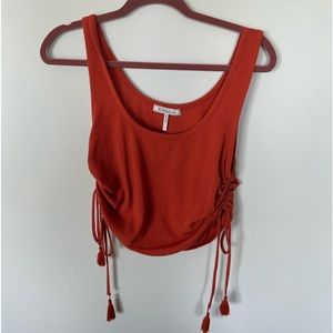BCBG Orange Crop Top with adjustable tassels